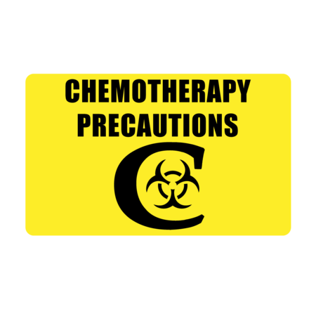 NEVS Label, Chemotherapy Precautions 2-7/16" x 4" Yellow w/Black P-0680